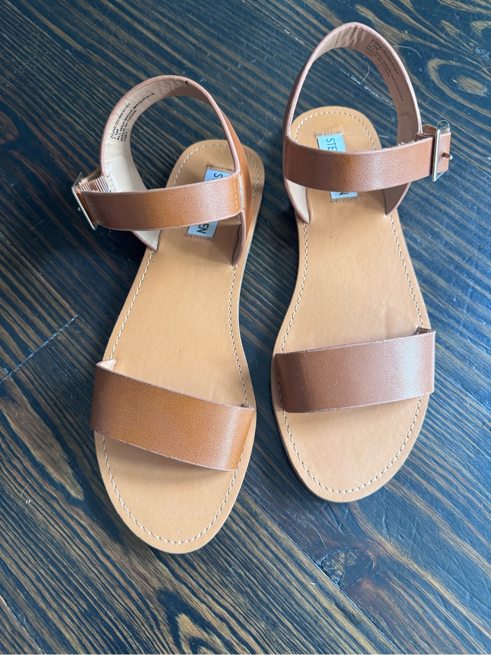 Brown Leather Double-Strap Sandals